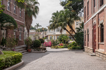 Street and buildings by History and Culture Exhibition on island of Gulangyu