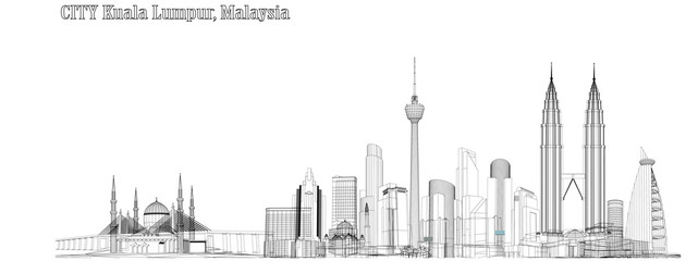 Obraz premium Vector Miasto Kuala Lumpur, Malezja