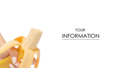Banana in hand pattern on white background isolation