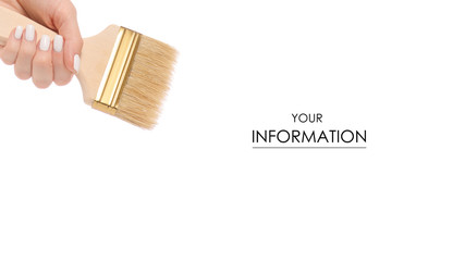 Brush for paint in hand pattern on white background isolation