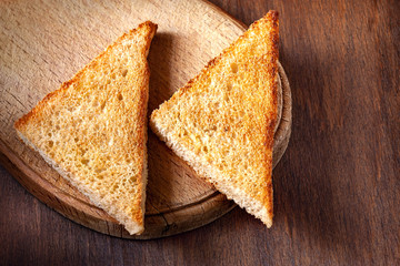 toast bread on a wooden background