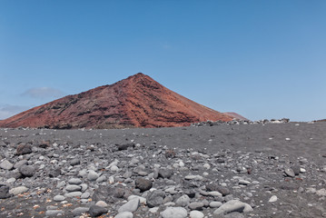 Red volcano in Lanzarote, Canary Islands, Spain 