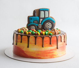 Biscuit cake with meringues and gingerbread