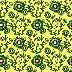 Bouquet of flowers with green and gray colors on a light yellow color