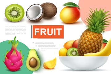 Realistic Natural Fruits Composition
