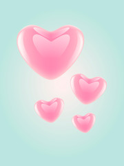 Fototapeta na wymiar Blue poster with pink hearts 