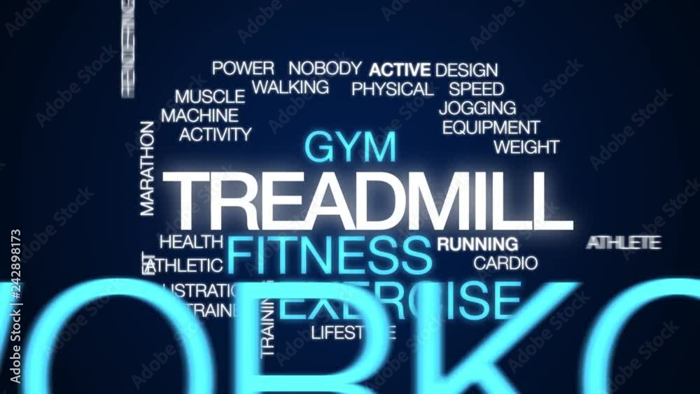 Sticker treadmill animated word cloud. kinetic typography.