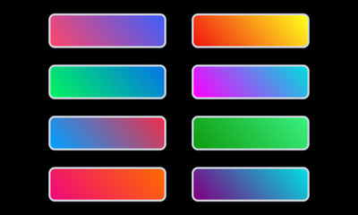 Gradient button set. Colorful call to action buttons for web interface design. Vector illustration. 