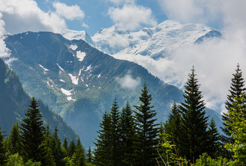 Mont Blanc mountain massif (view from Plaine Joux outskirts)