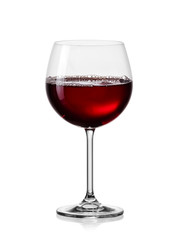 Red wine glass with bubbles