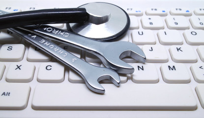 Computer diagnostic and service concept.