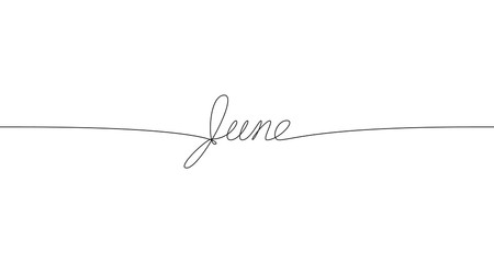 JUNE handwritten inscription. One line drawing of word