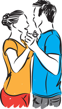 COUPLE 2 MAN AND WOMAN DANCING VECTOR ILLUSTRATION