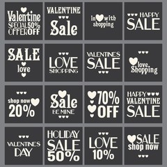 Valentine's day offer labels, etiquettes set lettering, special vintage elements kit for shops and your business