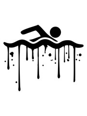 tropfen graffiti nass farbe cool logo design schwimmen piktogramm baden schwimmbad sport spaß wasser wellen tauchen hallenbad clipart schwimmer © Style-o-Mat-Design
