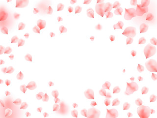 Abstract background with flying pink rose petals