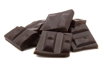 Dark Chocolate bars stack on a white background 