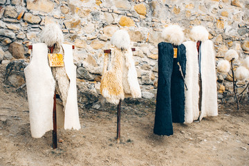 Showing of Georgian Flag and old national costumes