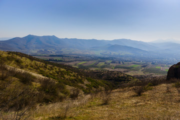Scenic landscape with settlements, Armenia-Georgia border