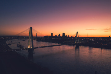 St. Louis Skyline at Dusk, Musial Bridge Downtown Skyline over Mississippi River