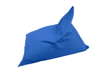 Blue beanbags isolated on white background.
