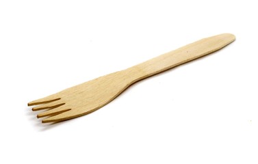 Wooden fork isolated on white background for design.