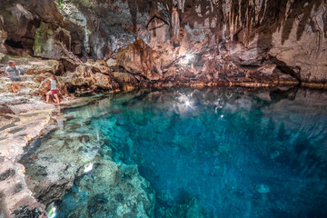 Magic Hinagdanan Cave lake in Panglao Island in Bohol, Philippines
