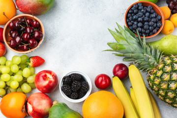 Rainbow fruits background