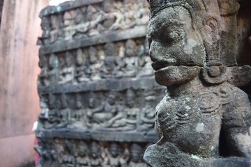 Theravada Buddhist kings faces at Bayon, Angkor Thom