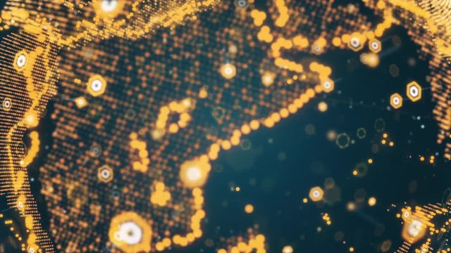 Digital planet earth data abstract 3d rendering of a technological data network transmitting communication, complexity and data flow of the modern digital era
