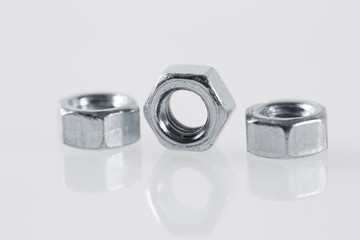 metal nuts tool on white background.
