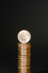 Close up view of new indian coins.