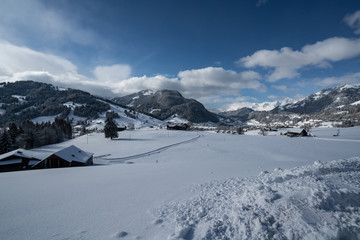 Fototapeta na wymiar Winter landscape of Saanen village