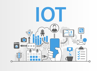 IOT concept with hand holding modern bezel free smart phone