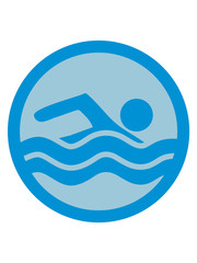 rund kreis schwimmen liebe symbol urlaub meer ferien wasser wellen cool logo design piktogramm baden schwimmbad sport spaß tauchen hallenbad clipart schwimmer © Style-o-Mat-Design