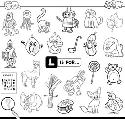 L is for educational game coloring book