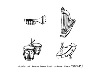 음악회 포스터 / 손으로 그린 음악 일러스트