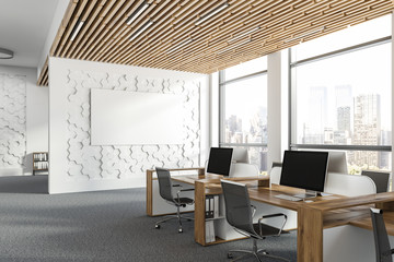 White hexagonal pattern office, poster