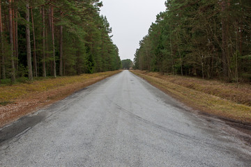 Obraz premium country gravel road with old and broken asphalt