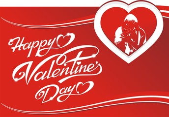 Happy Valentine's day greeting card, red background