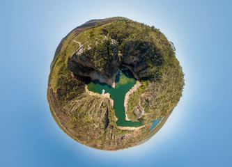 Little Planet of Canyon Viewpoint (Mirante dos Canyons), Capitolio, Minas Gerais, Brazil 