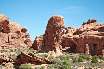 Huge rock formation in Arches National Park