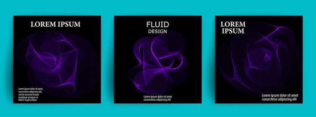 Set of Fluid colorful shapes. Liquid wave background. Abstract 3d fluid colors. Flow design.