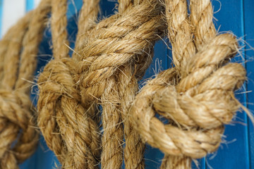 A Naval Rope on a Pier, boat detail . close up