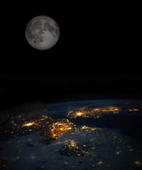 Planet Earth and the Moon from space. Image elements furnished by NASA.
