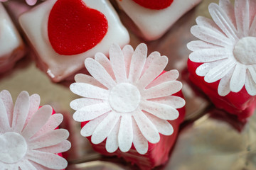 Petit fours with flower decoration