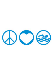 kreise schwimmen liebe peace zeichen symbol herz urlaub meer ferien wasser wellen cool logo design piktogramm baden schwimmbad sport spaß tauchen hallenbad clipart schwimmer © Style-o-Mat-Design