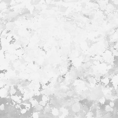 Gray paint splatter effect texture on white paper background. Artistic backdrop. Different paint drops.