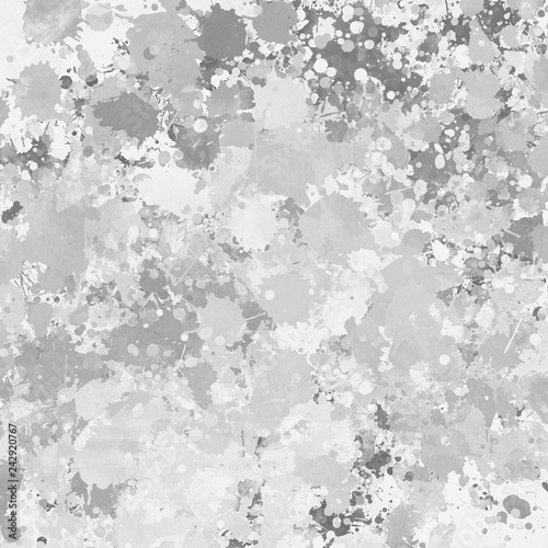 "Gray paint splatter effect texture on white paper background. Artistic