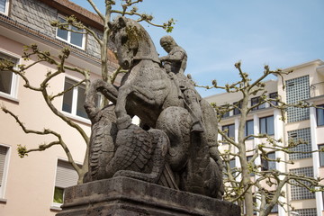 Statue of St. George slaying the dragon, Pirmasens, Germany,2017